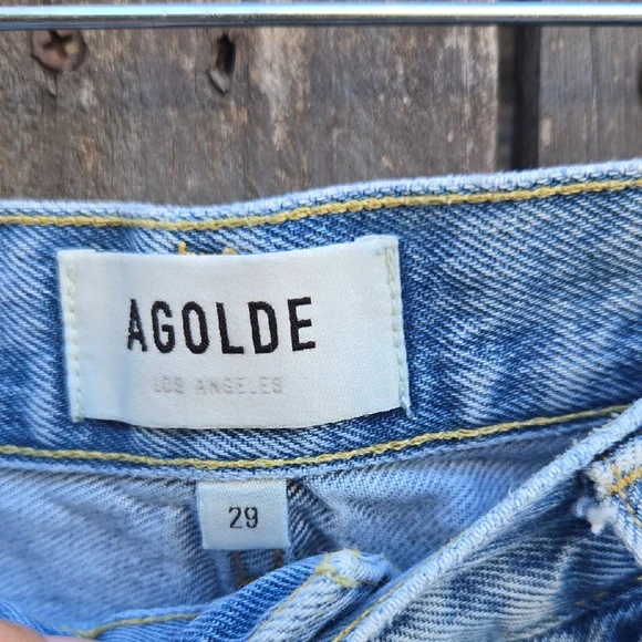 Agolde Light Wash Distressed Denim Parker Shorts Size 29 - Picture 2 of 9